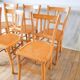 Set of 6 luterma blond wood bistro chairs 1950