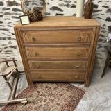 Superb 4-drawer chest of drawers from the 50s in raw wood