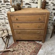 Superb 4-drawer chest of drawers from the 50s in raw wood