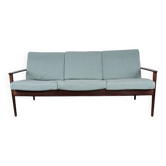 Danish 3 seater sofa in Rosewood and new fabric by Grete Jalk for Poul Jepessen 1960.