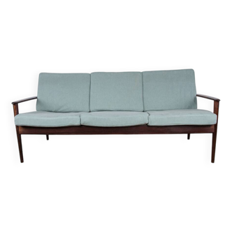 Danish 3 seater sofa in Rosewood and new fabric by Grete Jalk for Poul Jepessen 1960.