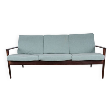 Danish 3 seater sofa in Rosewood and new fabric by Grete Jalk for Poul Jepessen 1960.