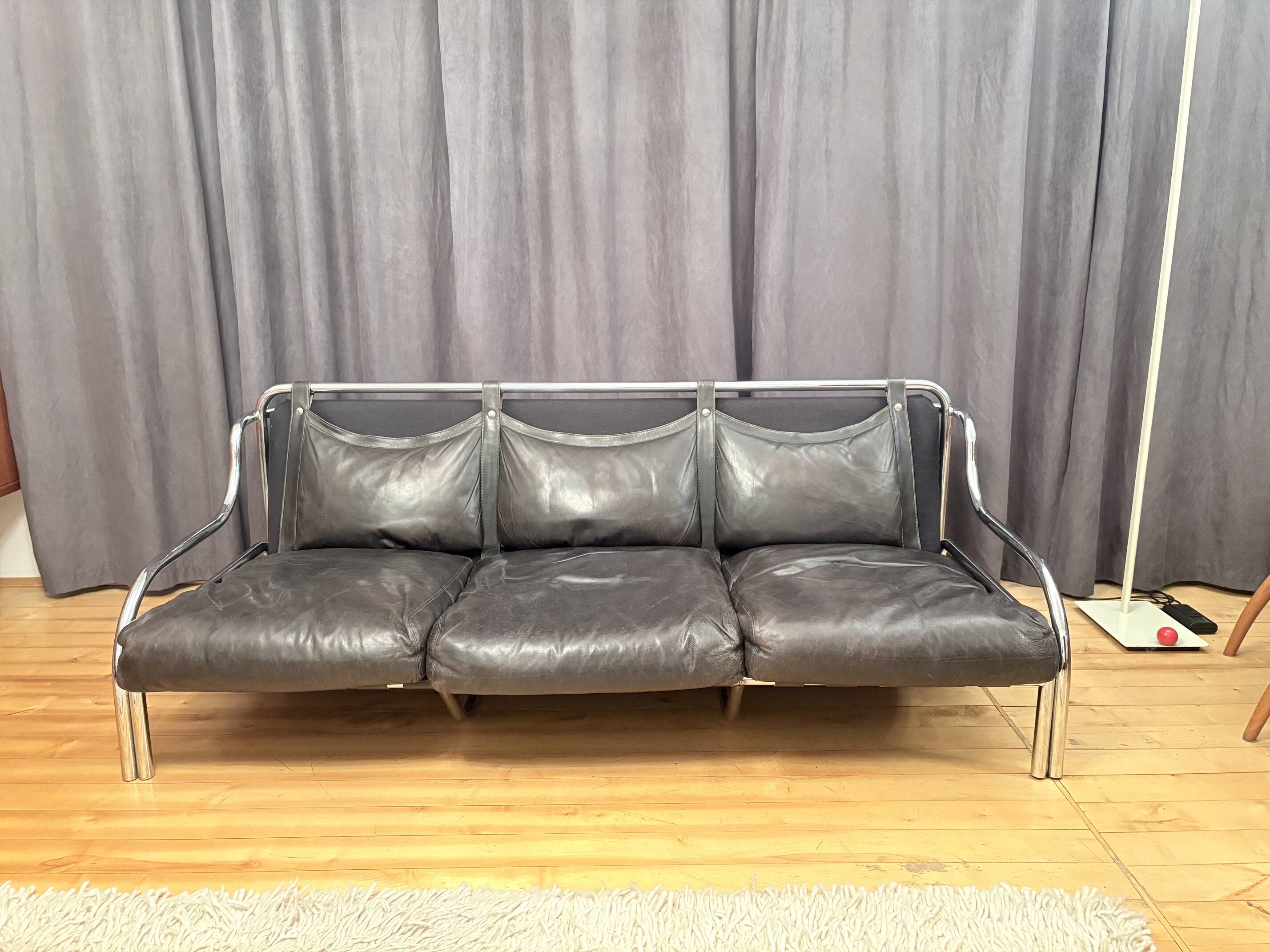 "Stringa" Three-Seater Sofa by Gae Aulenti, Poltronova, Italy, 1960s