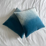 Paire de coussins velours turquoise