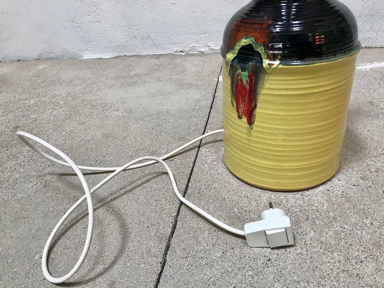 Large glazed ceramic art table lamp by Bjørn Wiinblad for Rosenthal, 1960s