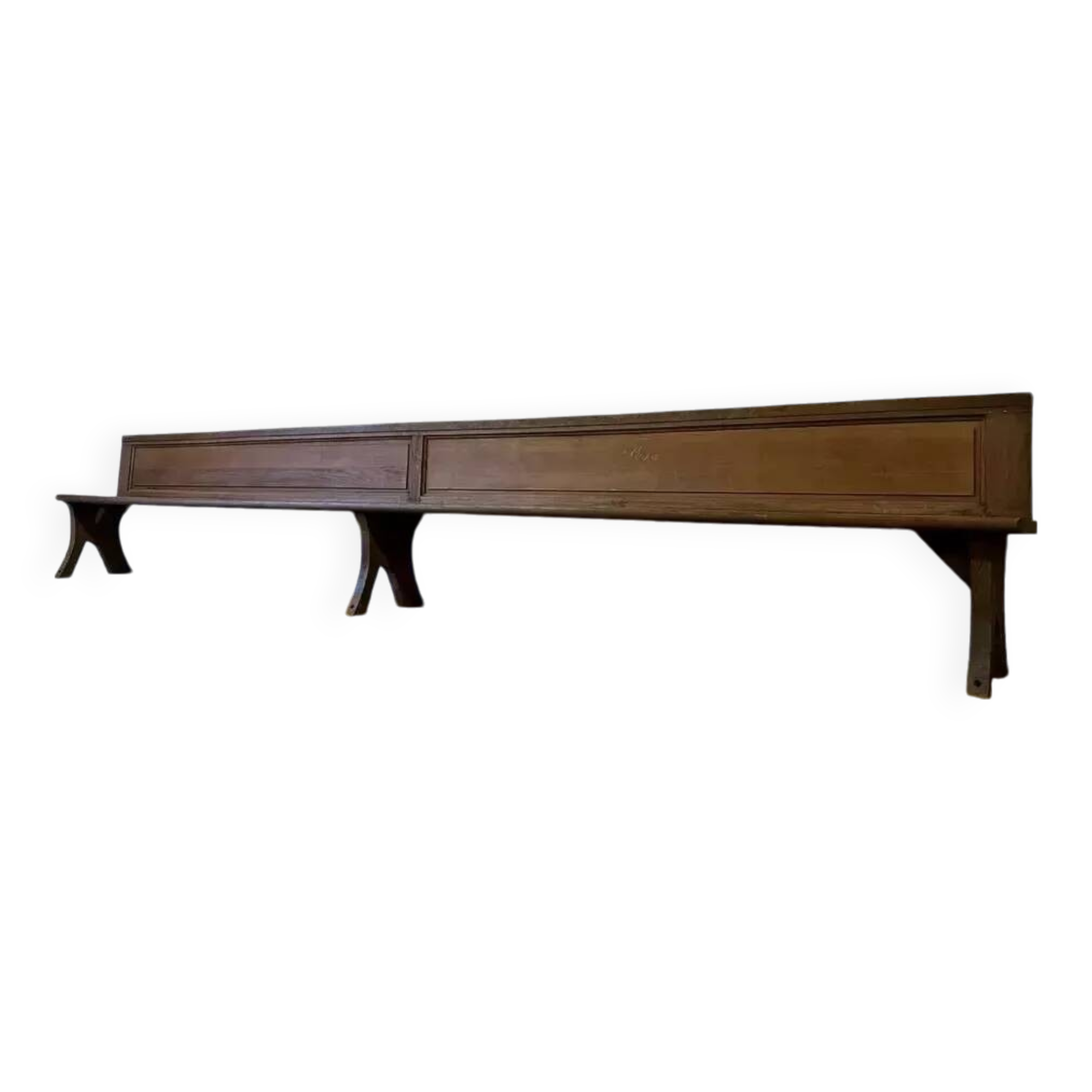 Church bench with paneled backs, 19th century, circa 1880