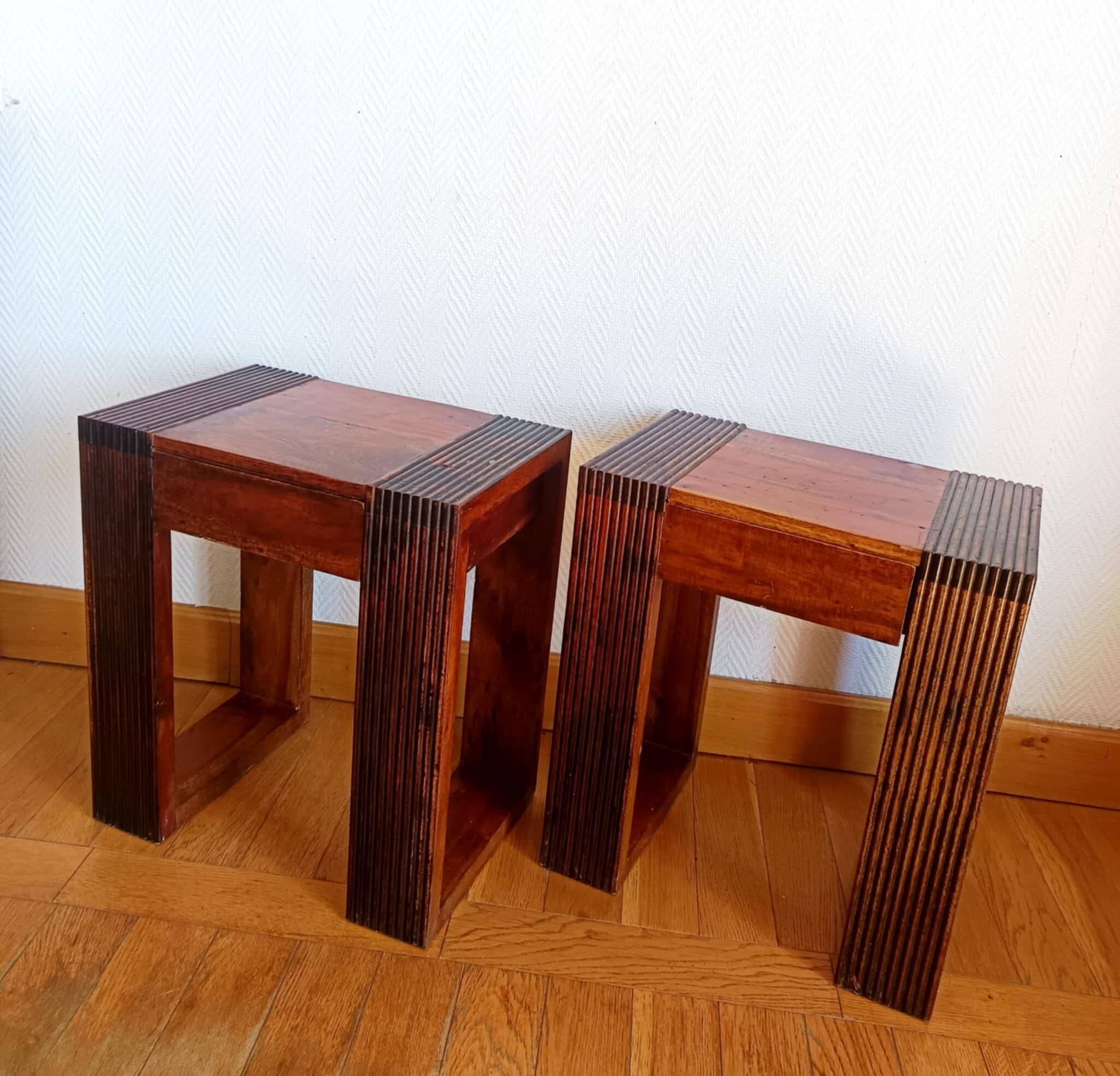 Pair of exotic wood bedside tables