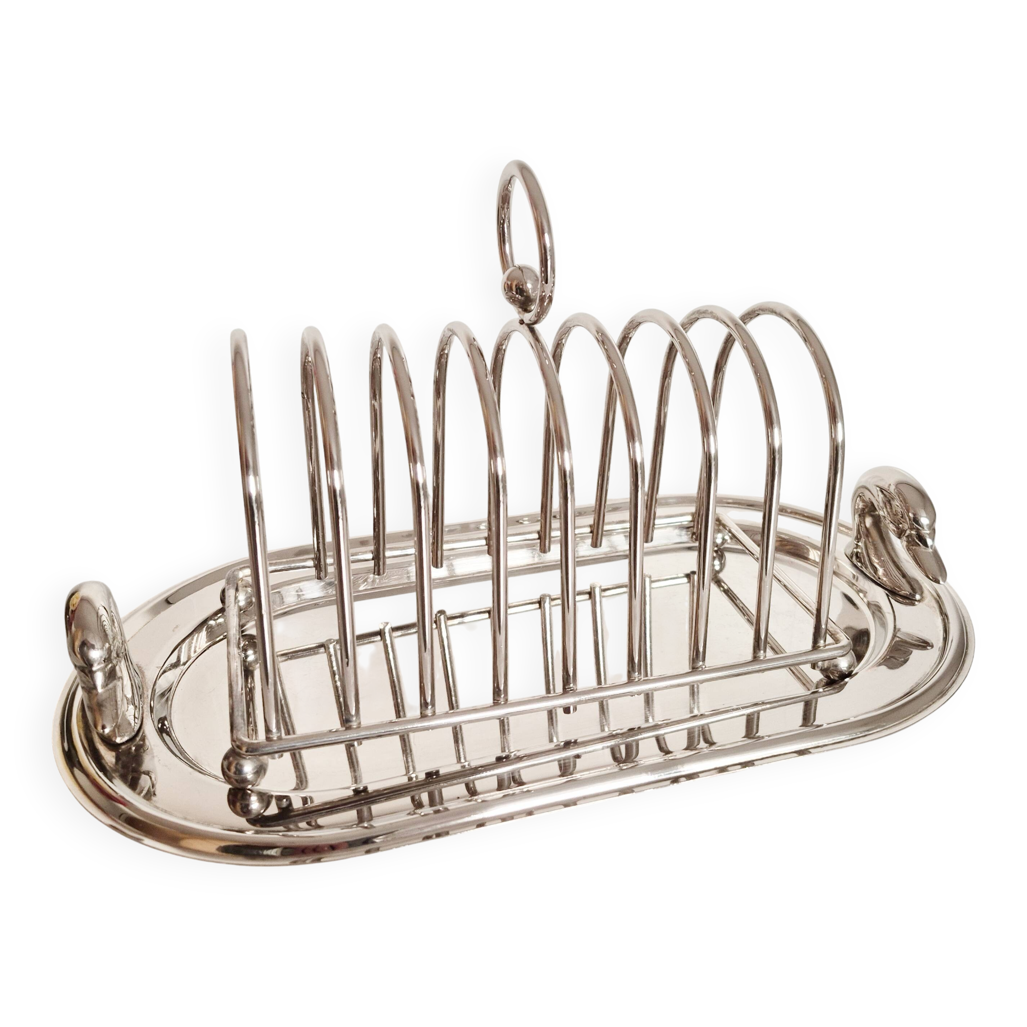 Silver-plated serving dish for foie gras, toast holder.