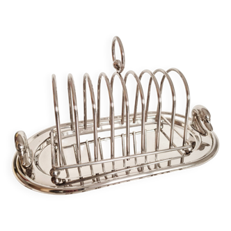 Silver-plated serving dish for foie gras, toast holder.