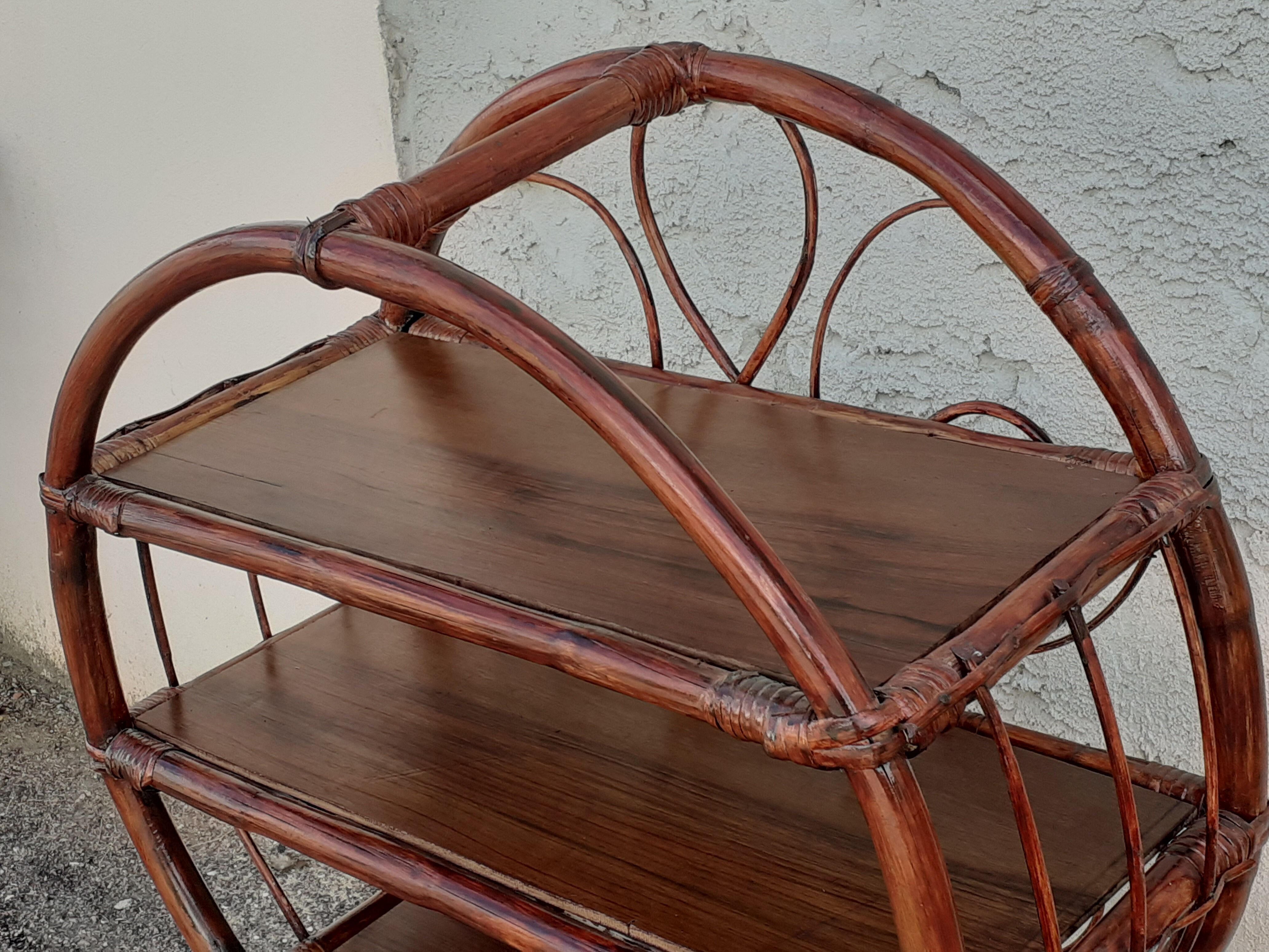 Round rattan library.