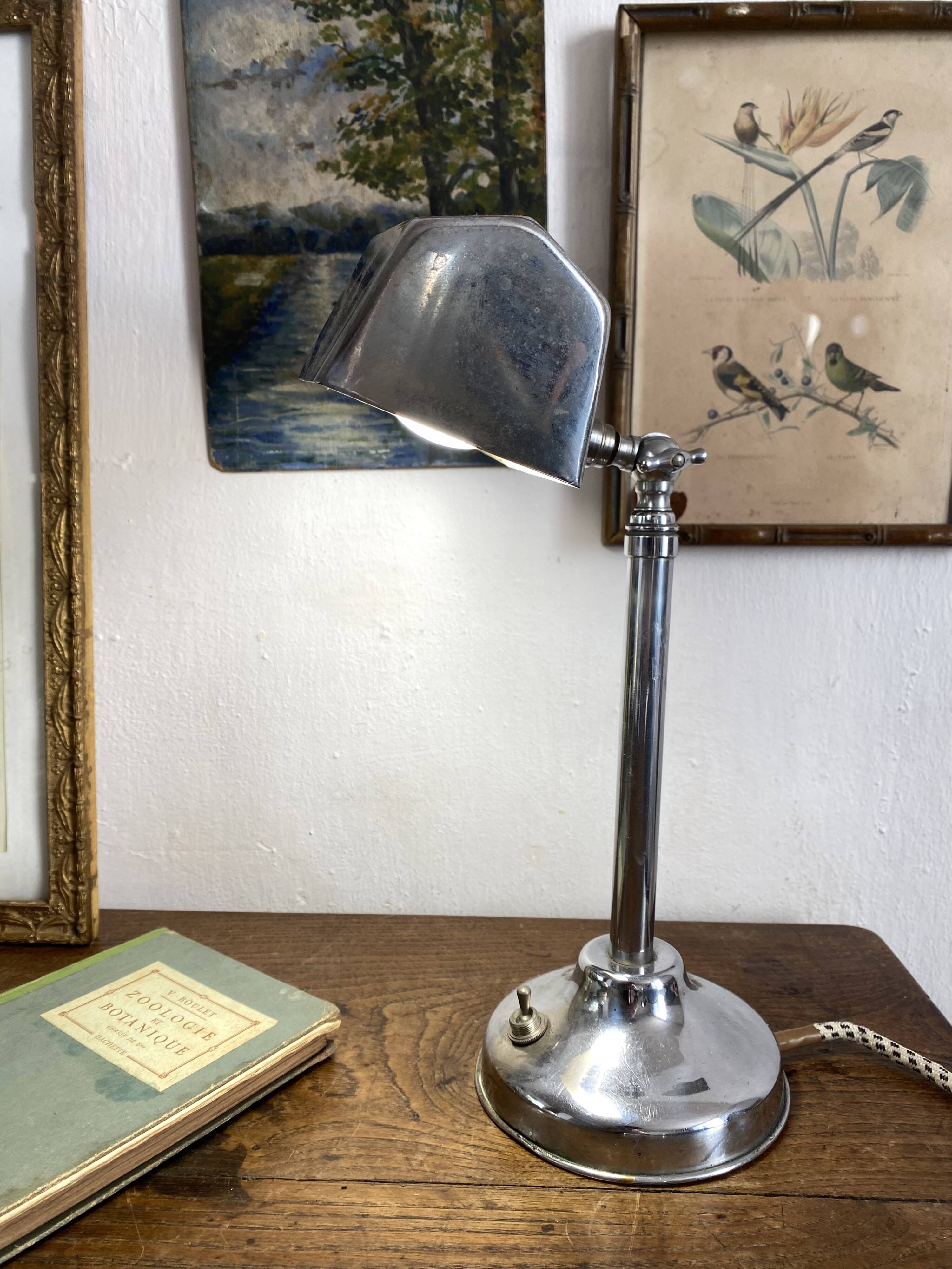 Art Deco industrial style chrome desk lamp – workshop lamp