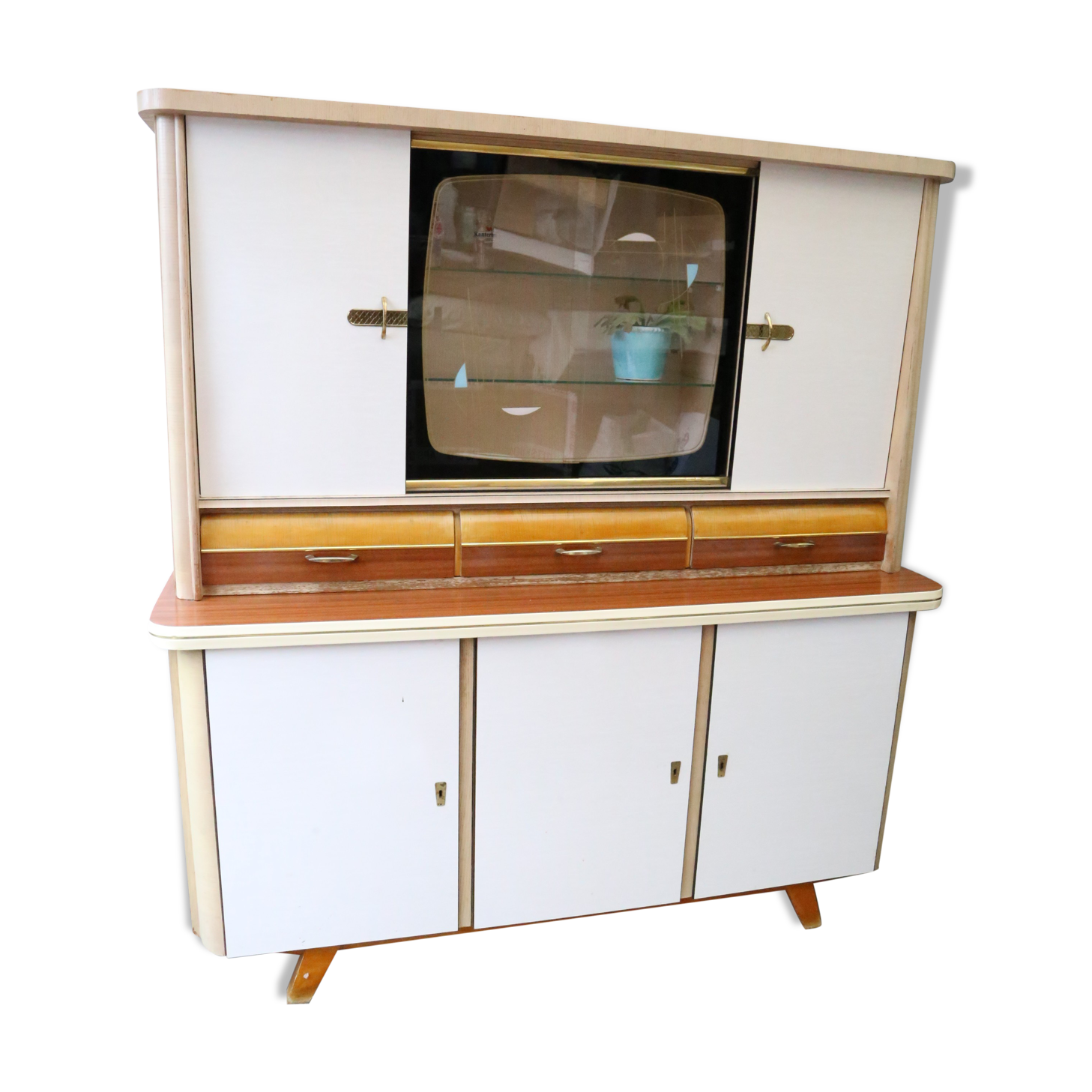 Buffet vintage, bois et formica, 1950