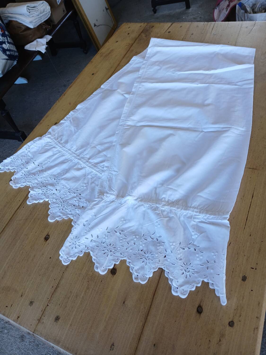 Antique ruffled bolster case