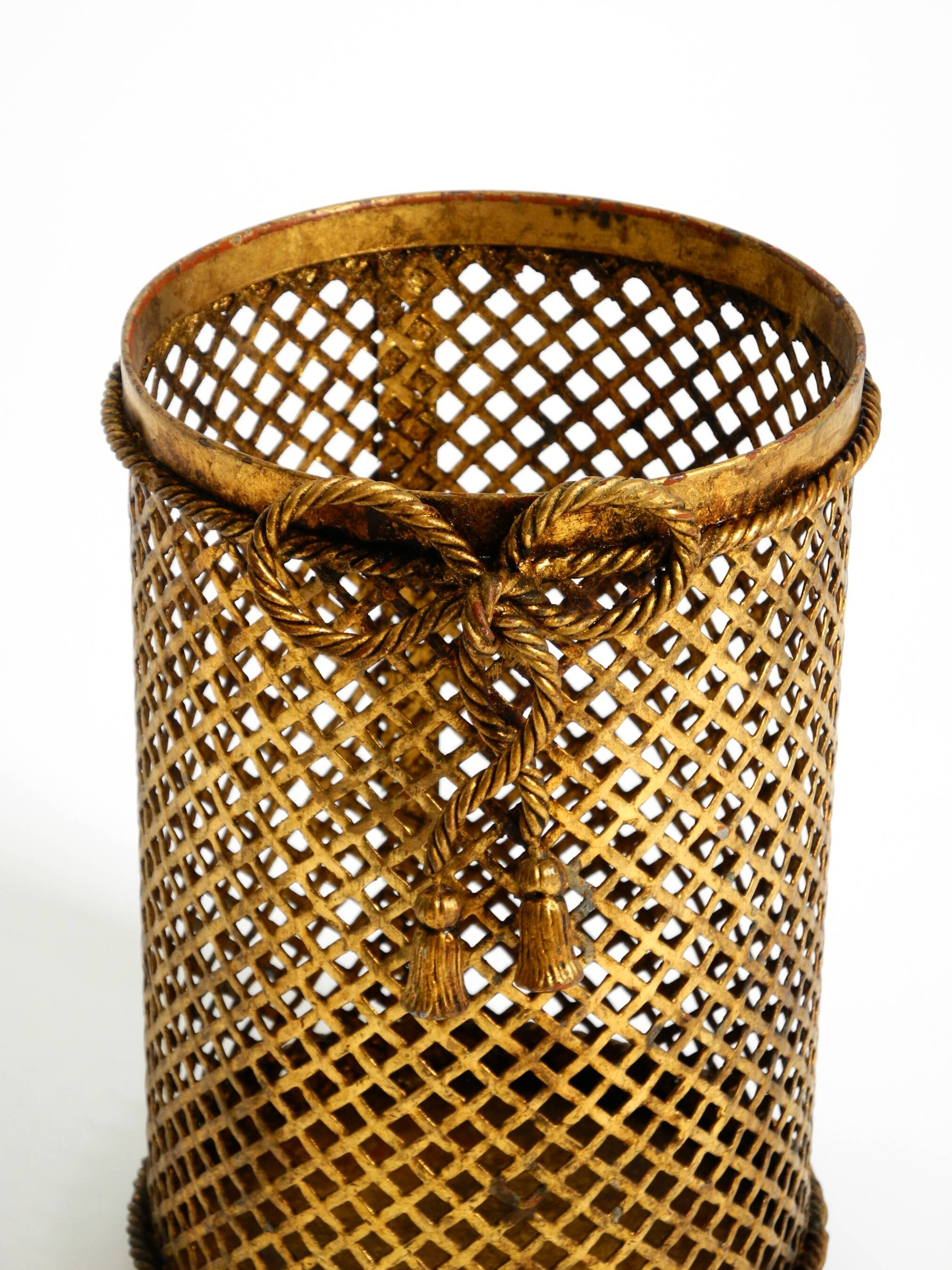 Mid Century Italian Regency Gilt Metal Waste Paper Bin from Li Puma