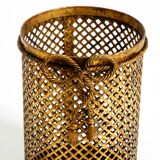 Mid Century Italian Regency Gilt Metal Waste Paper Bin from Li Puma