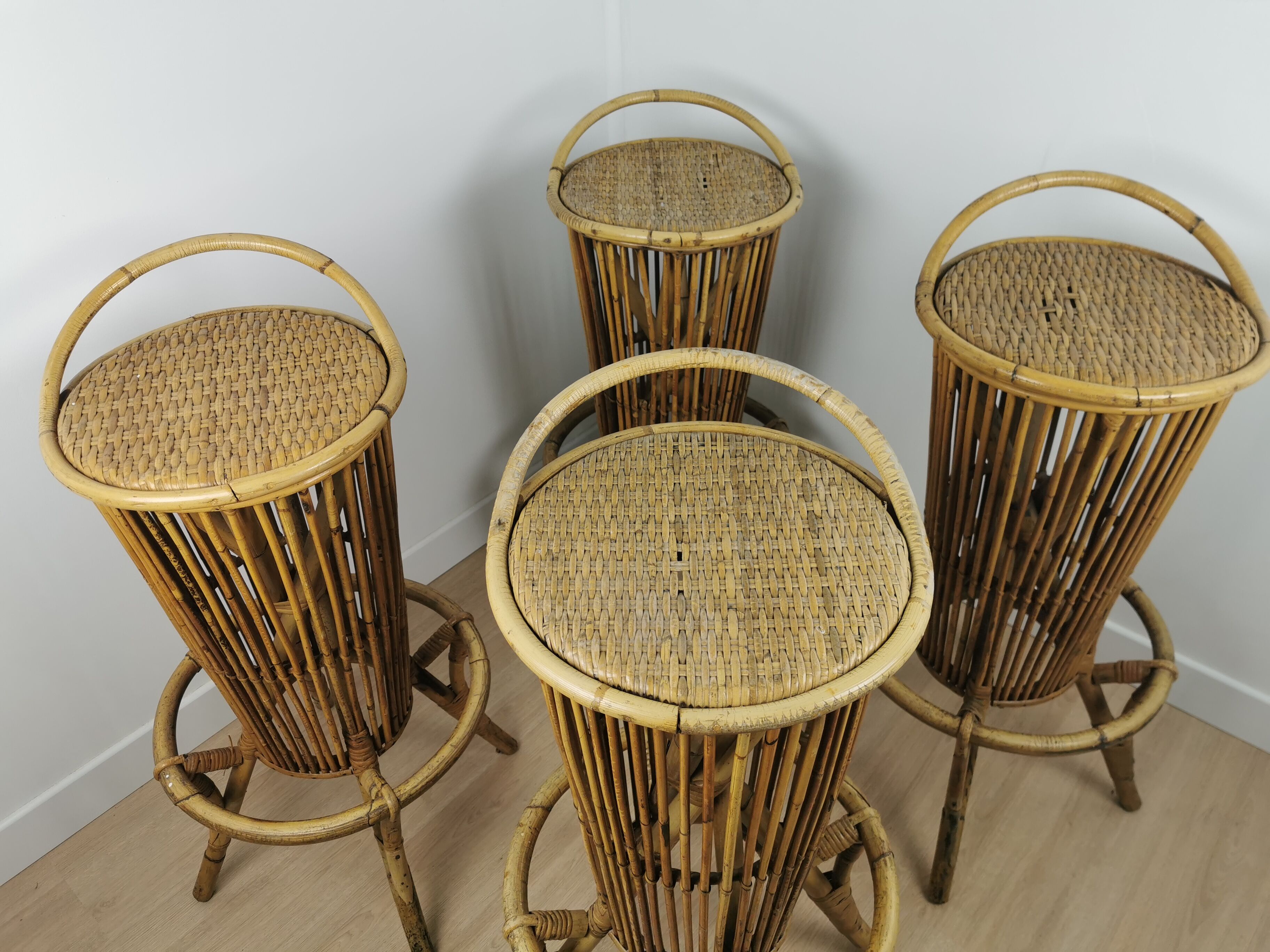 Rattan bar stools 60s