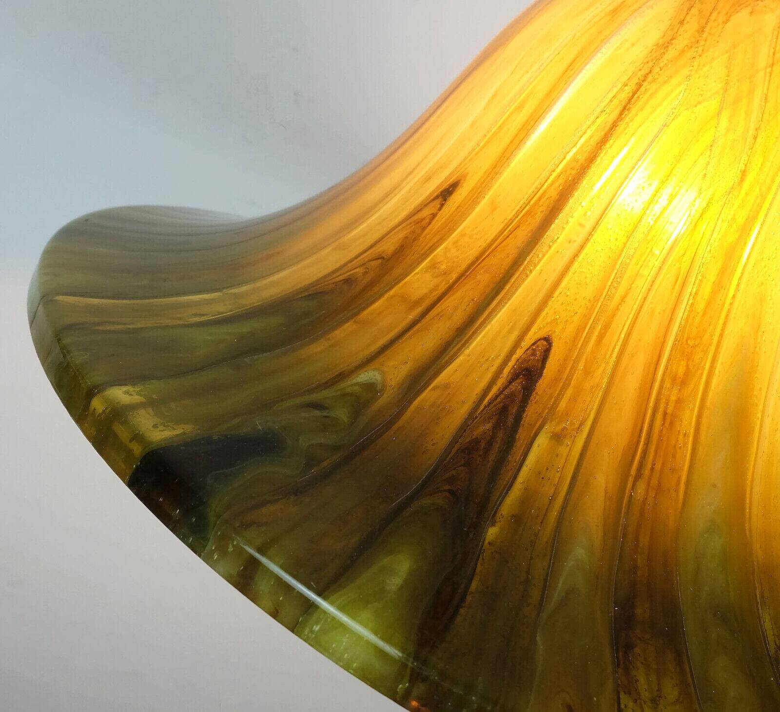 Vintage pendant lamp amber color acrylic and brass 1970s