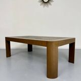 Old coffee table in wood and granite stone, vintage design from the 70s