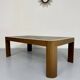 Old coffee table in wood and granite stone, vintage design from the 70s