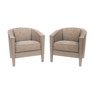 Pair of Art Deco-style gondola-shaped armchairs