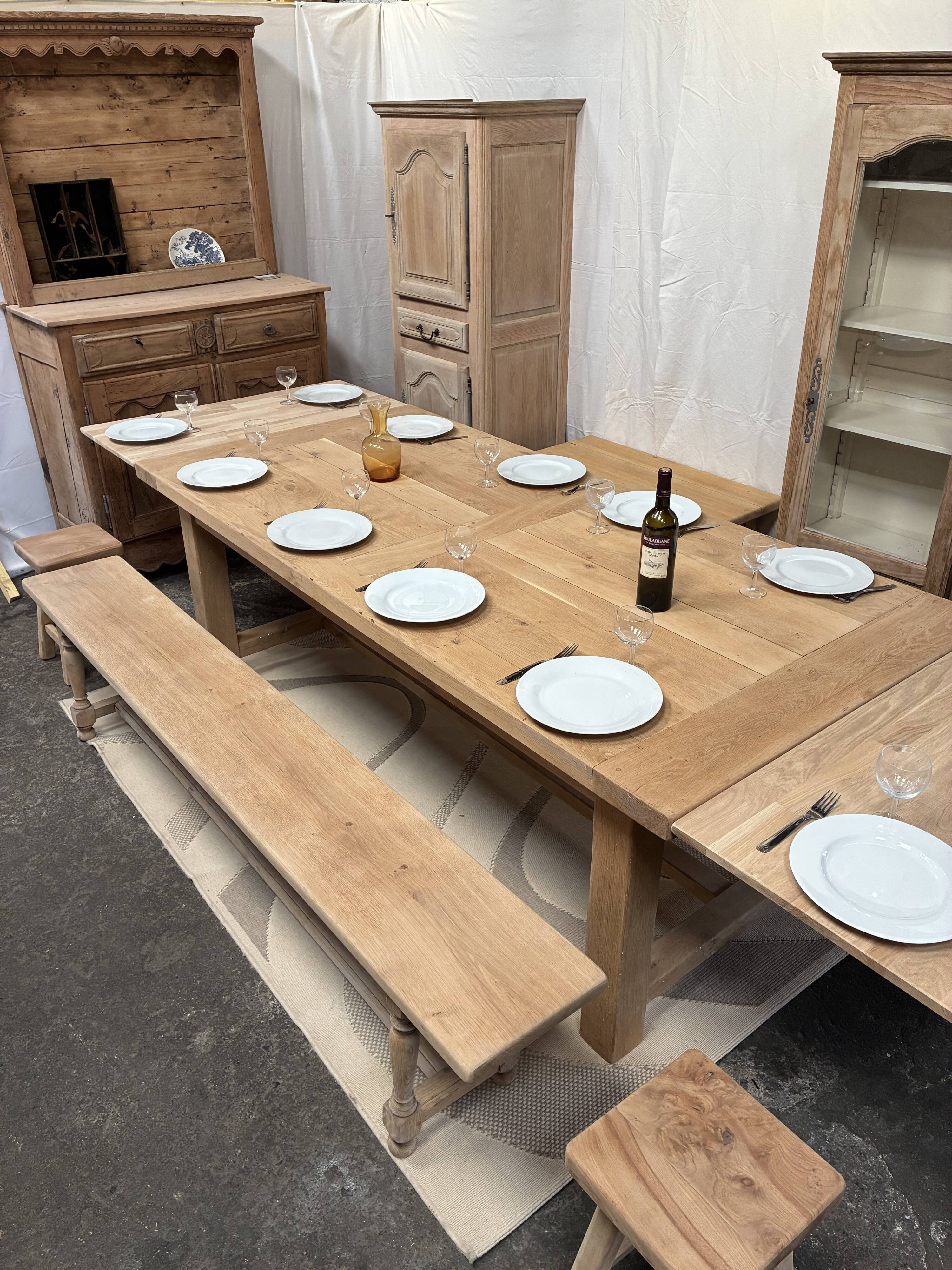 Table de ferme en chêne massif avec rallonges