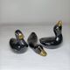 Set of 3 decorative black and gold ceramic ducks - Minimalist design