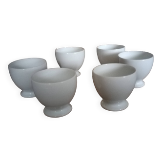 6 pots crème faience blanche 19 ème