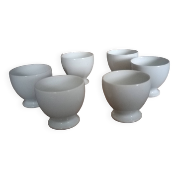 6 white earthenware cream pots 19th