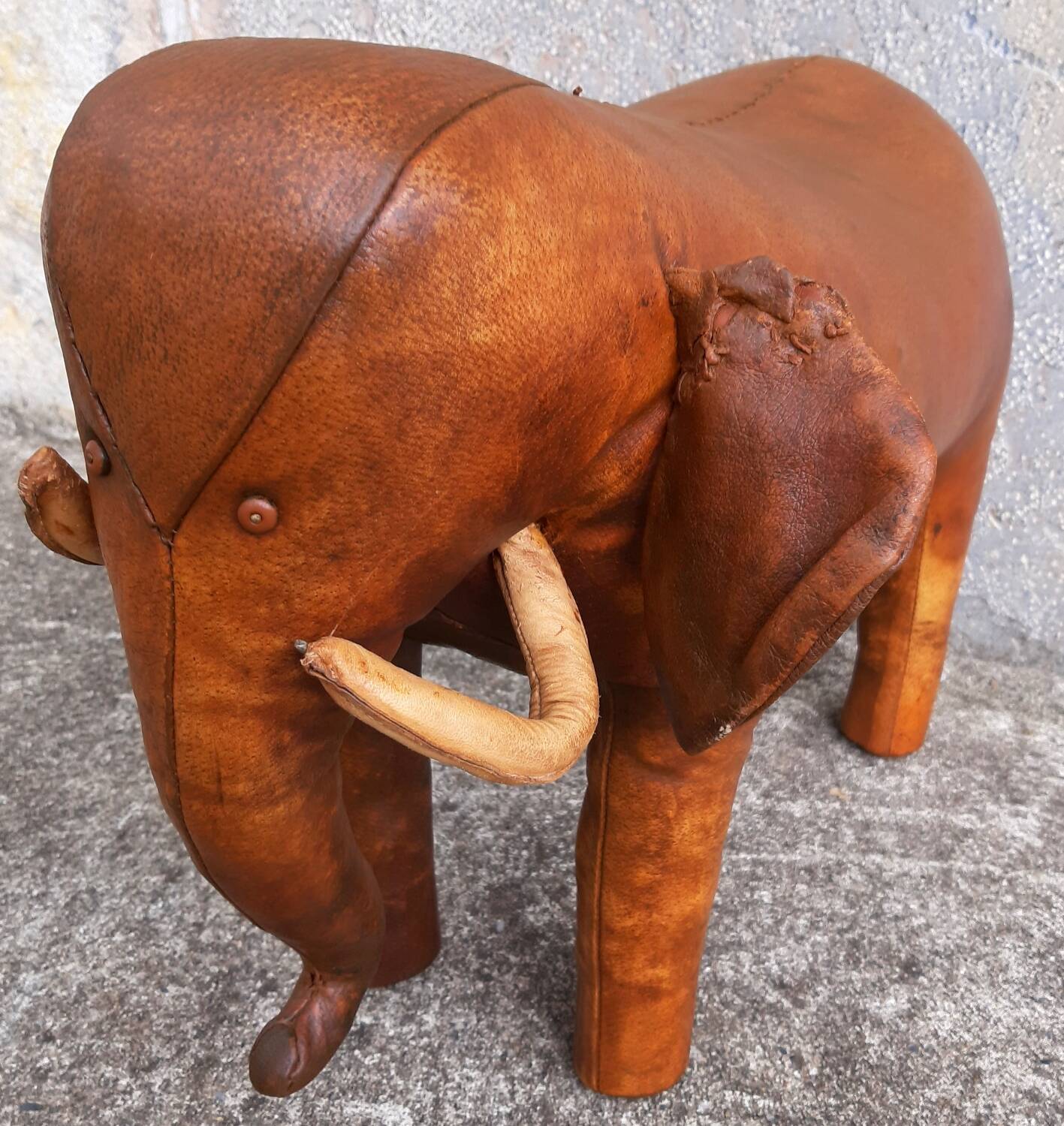 Leather footstool, Dimitri Omersa, 1950s