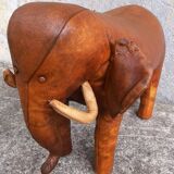 Leather footstool, Dimitri Omersa, 1950s