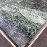 Coffee table in gilded brass and veined green marble