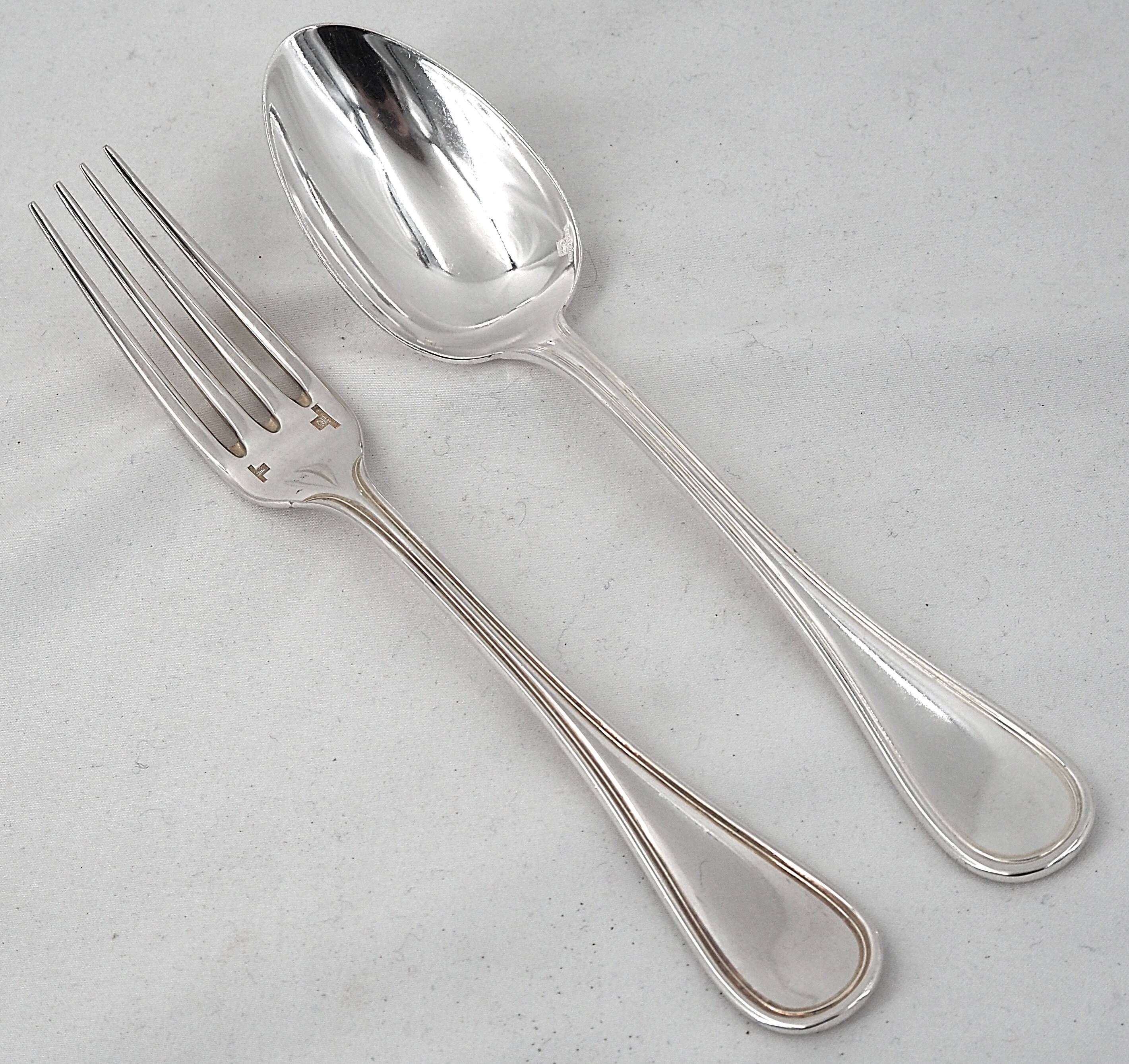 Christofle Albi 12 table settings silver-plated metal 24 pieces excellent condition