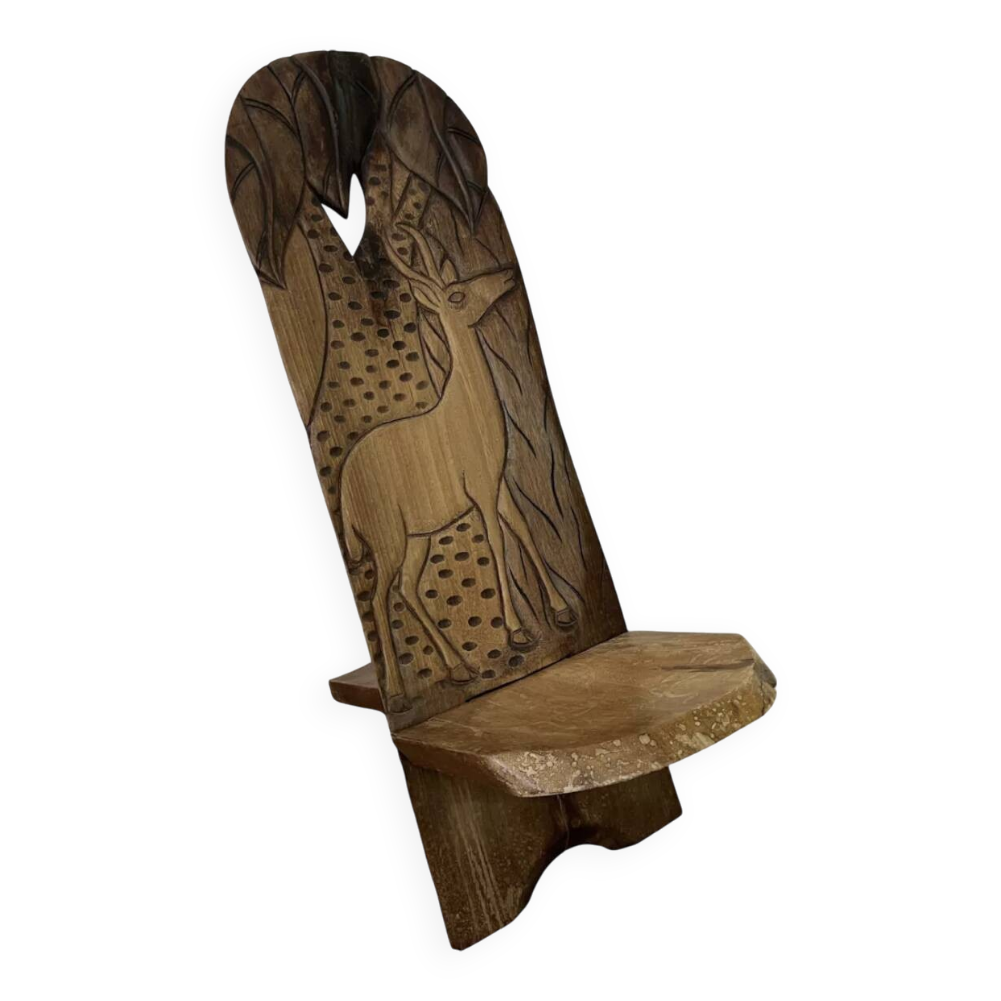 African carved wooden palaver chair