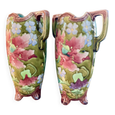 Pair of Art Nouveau Teplitz vases, circa 1900 - Relief earthenware - Amphora style RStK