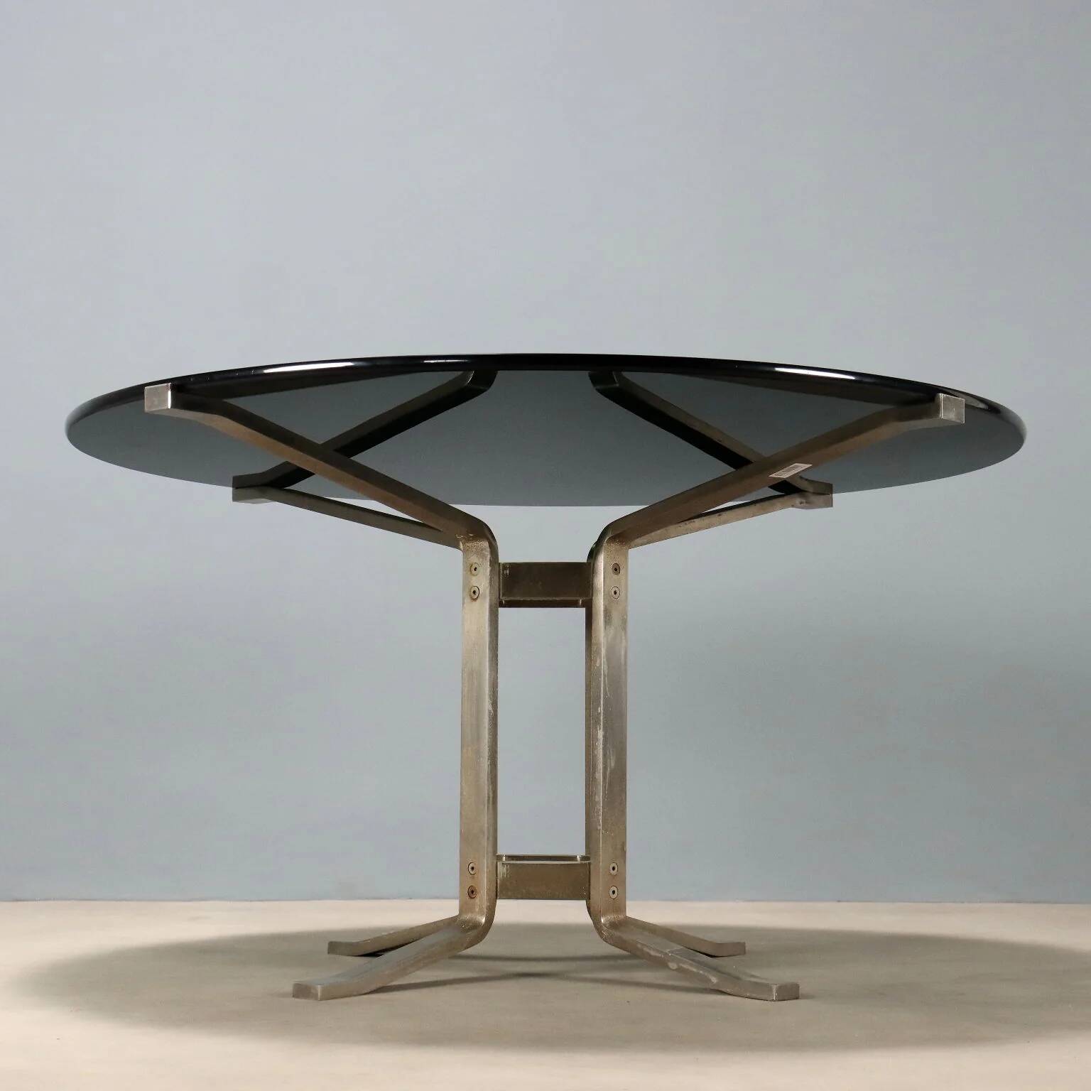 Vintage Formanova table in metal and glass, design by G. Moscatelli.