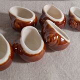 6 coquilles escargot céramique émaillée, marron, vintage