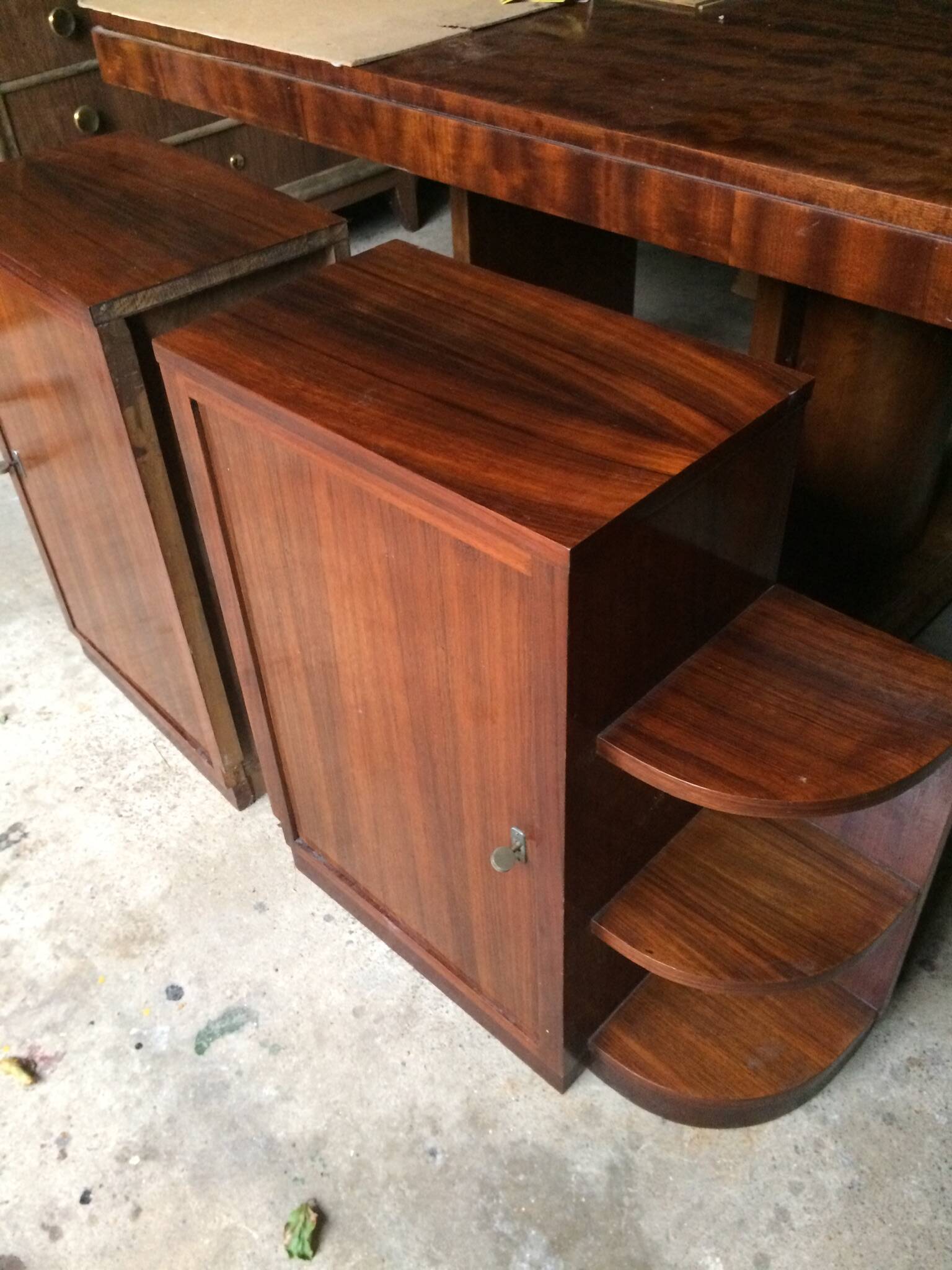 Pair of Art Deco bedside tables in Rio rosewood