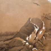 Large landscape painting, mixed media, 19th century