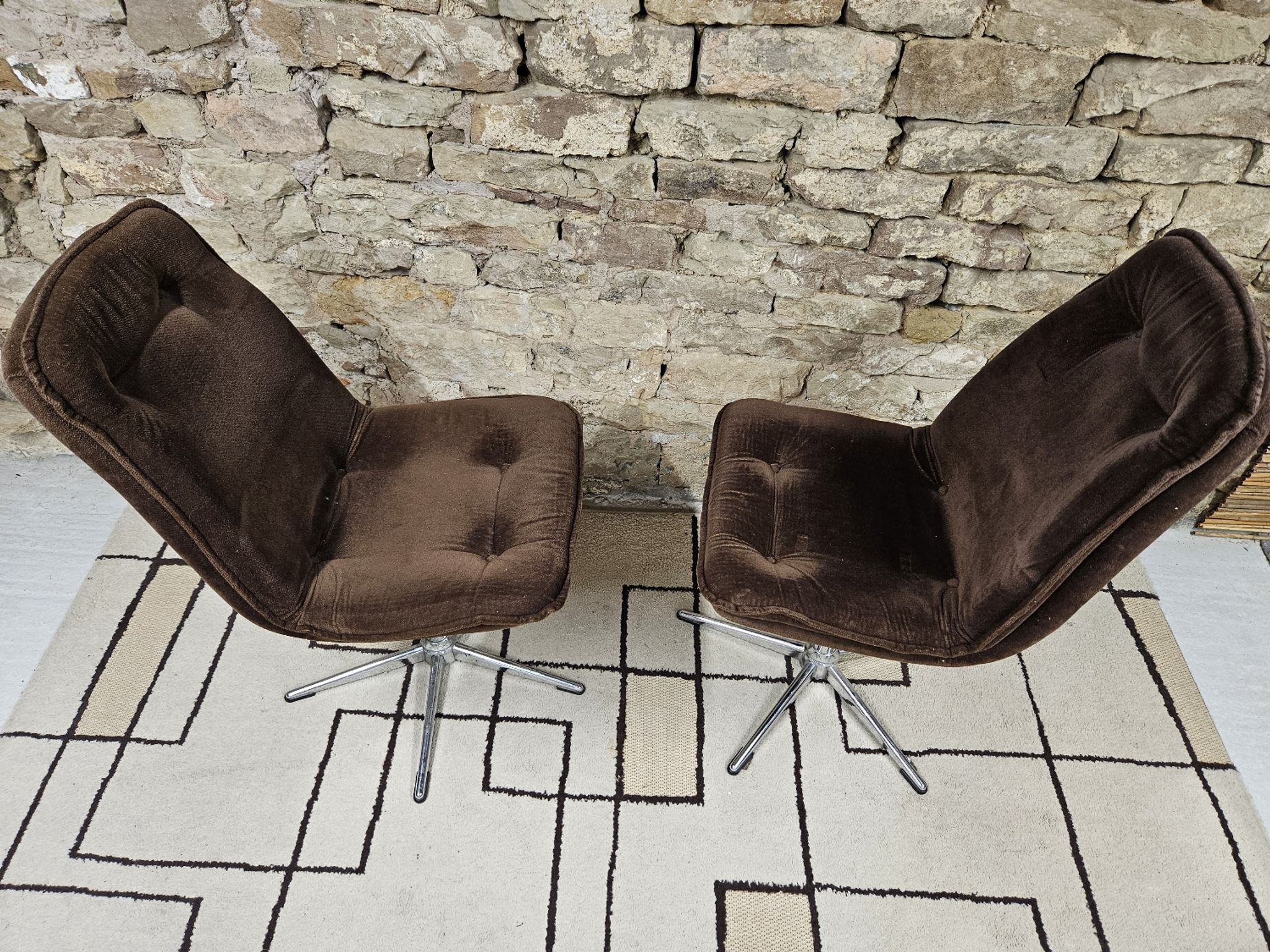 Paire de chaise fauteuil velour vintage  1970"