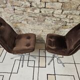 Pair of vintage velvet armchair chair 1970"