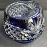 Vase cristal taillé overlay bleu cobalt