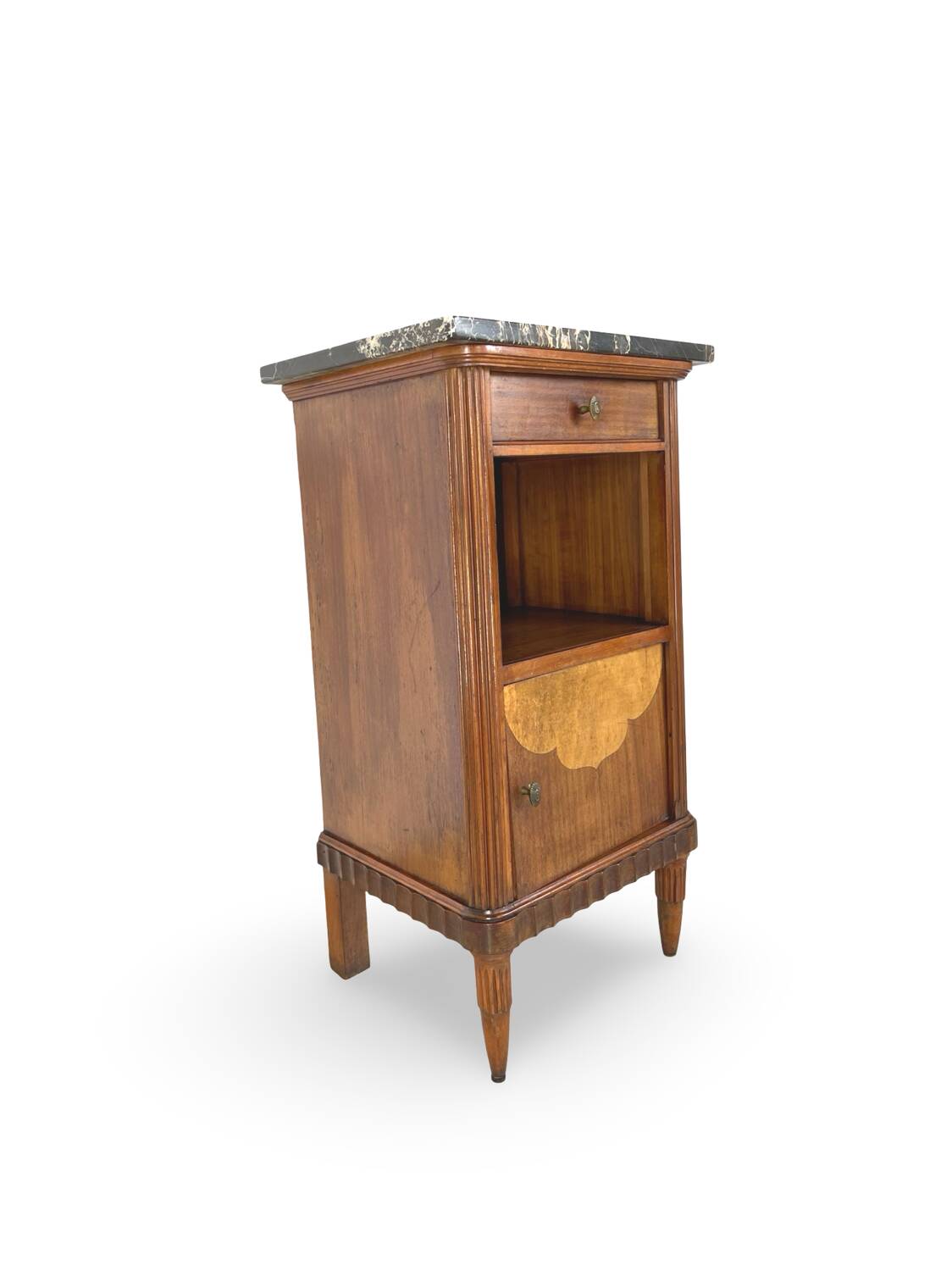 Tables de chevet italiennes en placage d'acajou avec de splendides