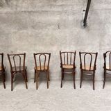 Set of 6 caned bistro chairs