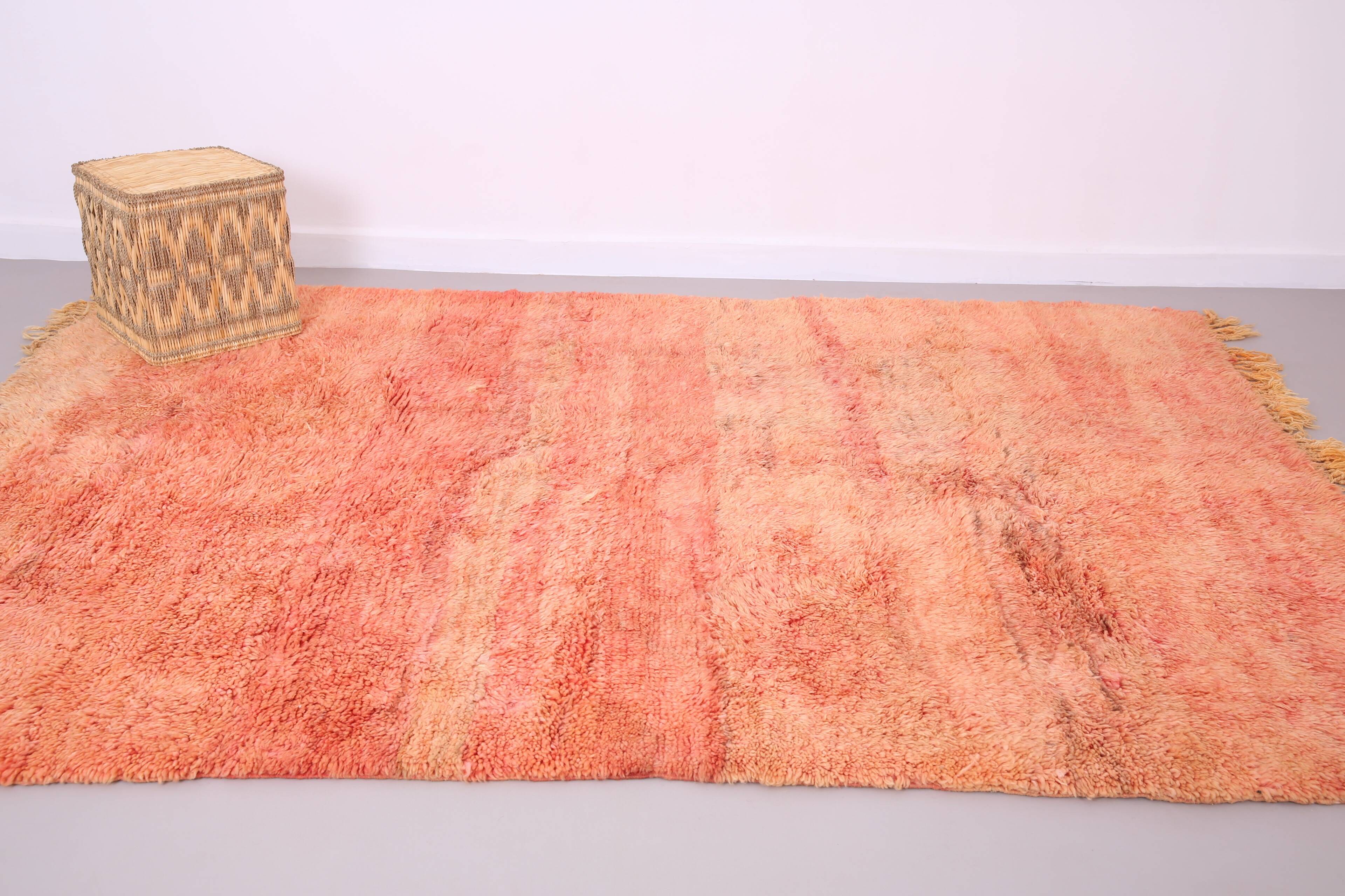 Tapis marocain vintage fait main 196 x 280 cm - Tapis marocain couleur pêche - Berbère