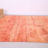 Tapis marocain vintage fait main 196 x 280 cm - Tapis marocain couleur pêche - Berbère