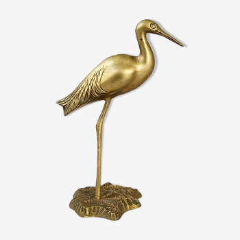 Vintage stork 1970 in golden brass