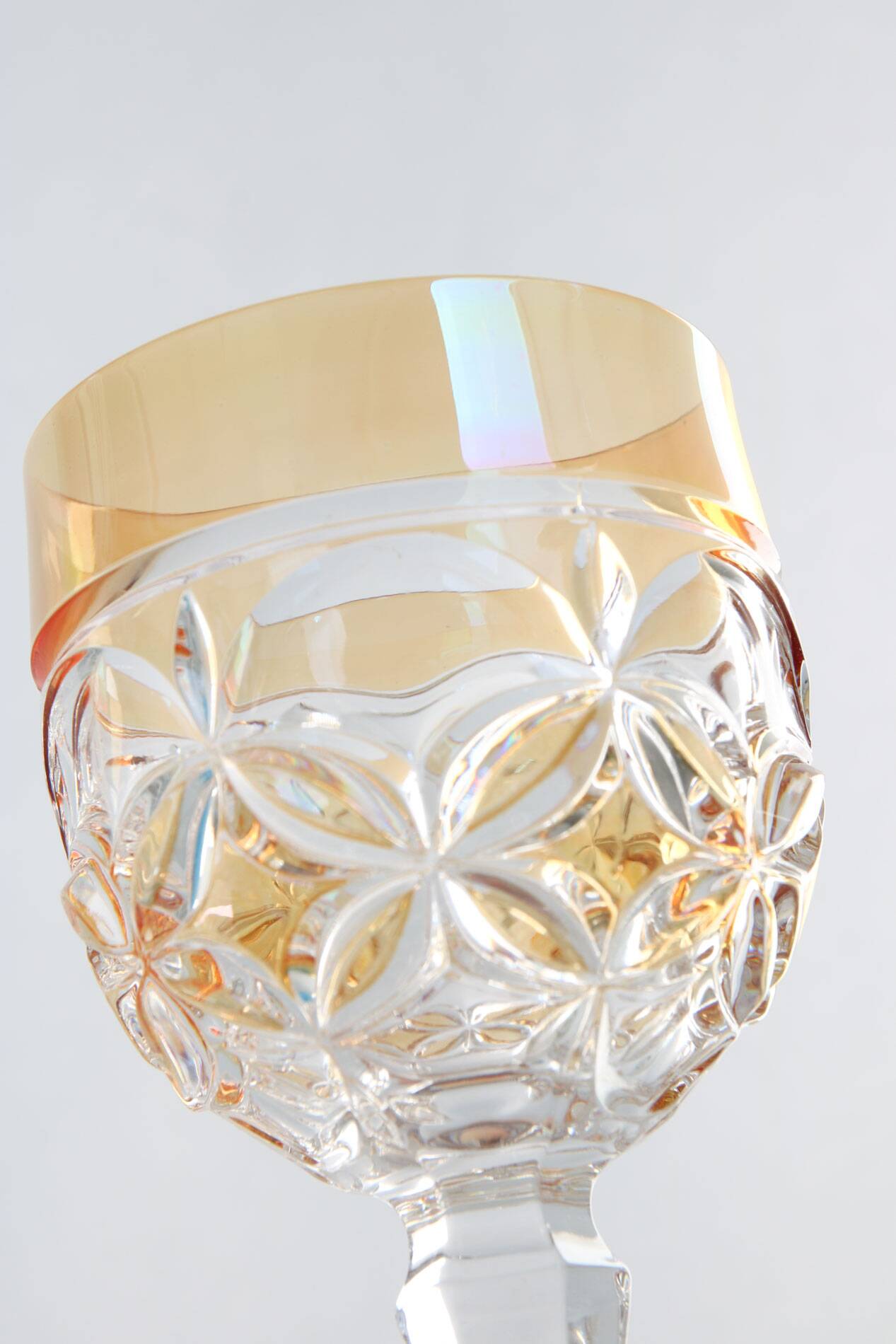 Mid-Century Hand Blown Crystal Wine Glasses from Hofbauer, Set of 6