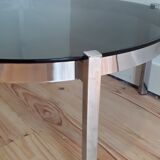 Coffee table chrome metal smoked glass