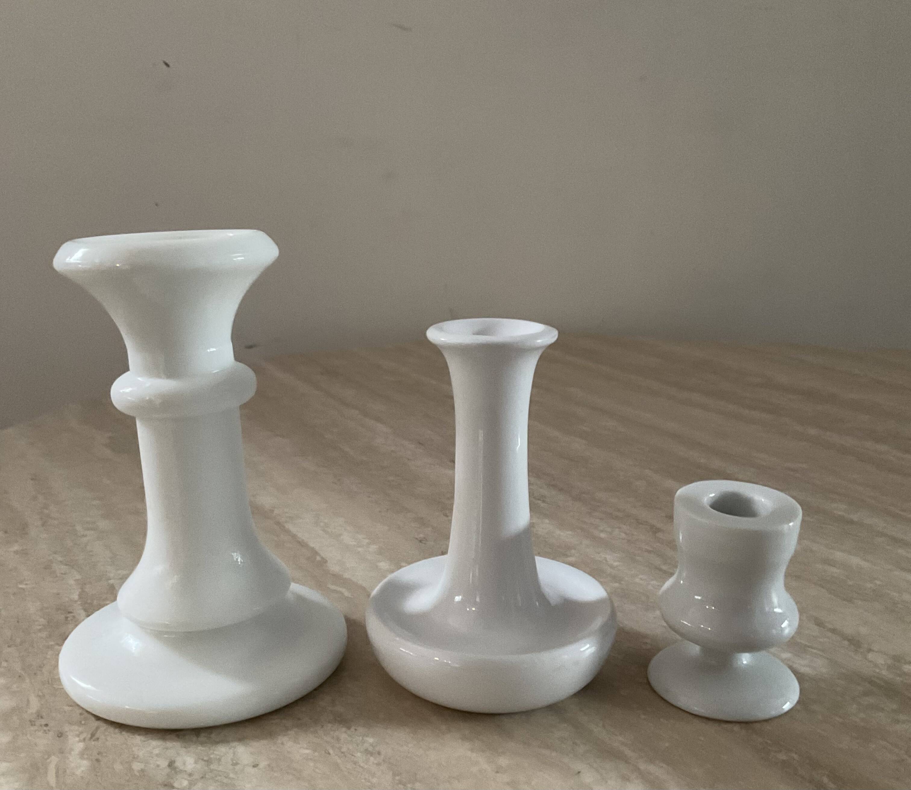 Series of 3 vintage candlesticks from the 60s and 70s