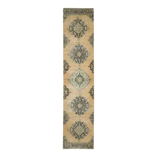 Vintage Turkish Oushak Handmade Wool Runner 82x285